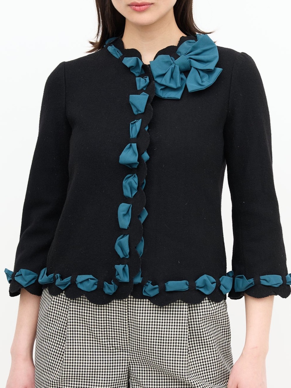 Moschino Wool Ribbon Jacket Black & Teal Sz. 8